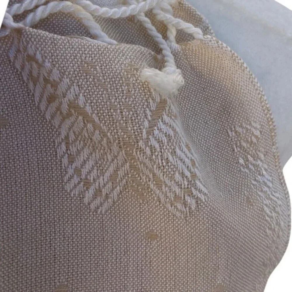 Textured Scarf Fringed Shawl Butterfly‎ Design Neutral Cream 70 x 36 inch​​ - Picture 3 of 6